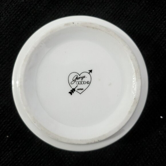 VTG Ashtray Christmas Tree Gold Trim Snowflake Ceramic Holiday George Good Japan - Picture 4 of 6